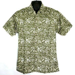 Haband's Gold Coast Olive Green Palm Trees Aloha Hawaiian Shirt Size Mens Small